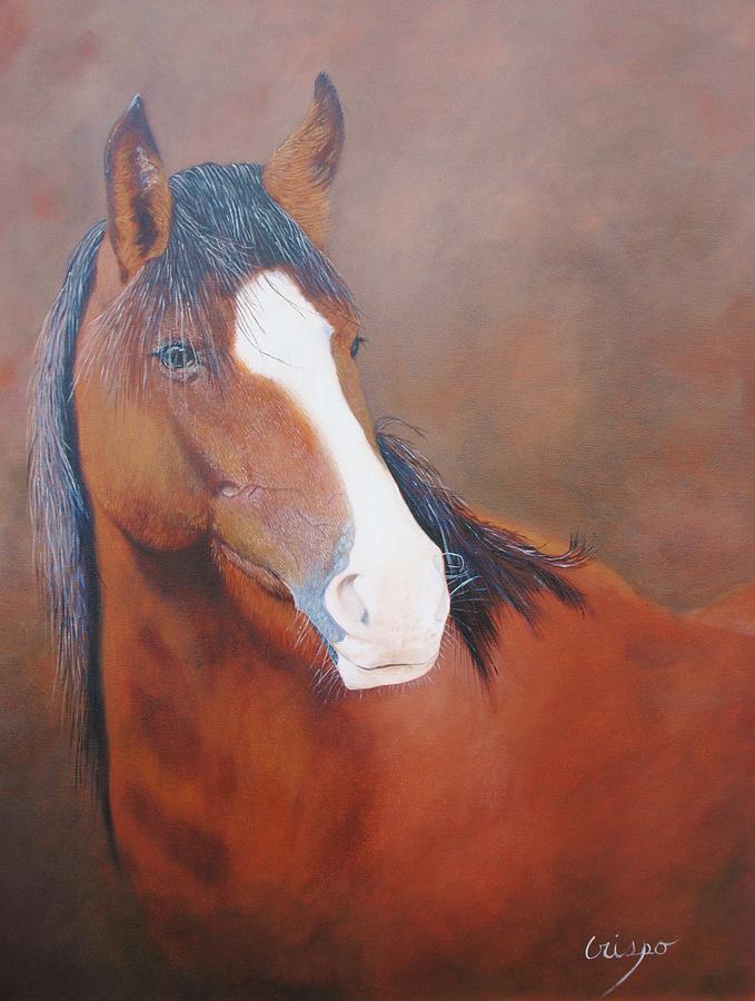 Stallion portrait Painting by Jean Yves Crispo