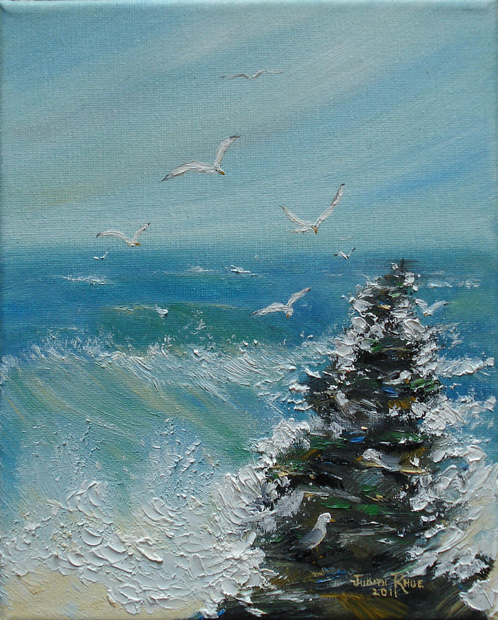 Stalwart Seagulls Painting by Judith Rhue