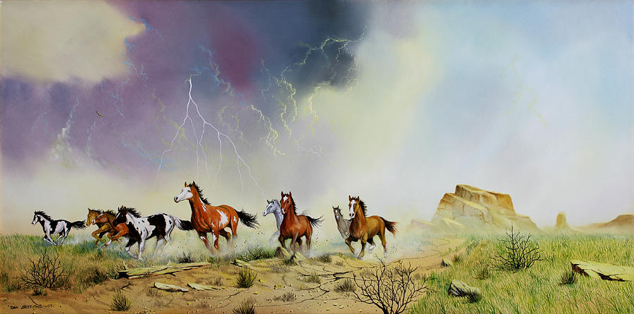 Wildlife Painting - Stampede by Don Griffiths