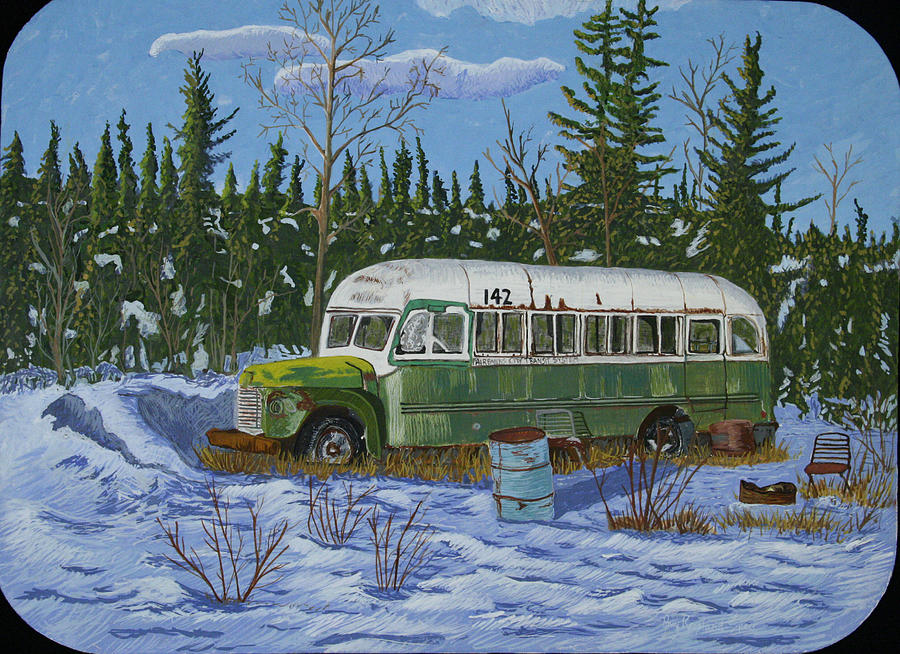 Into The Wild Painting - Stampede Trail Bus by Amy Reisland-Speer