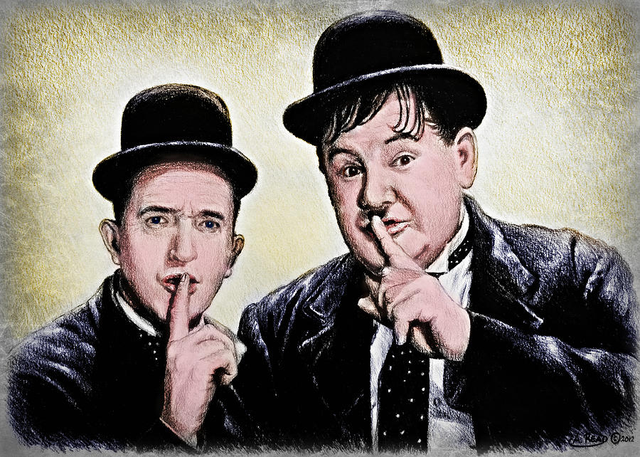 Laurel And Hardy Painting - Stan and Ollie colour version by Andrew Read