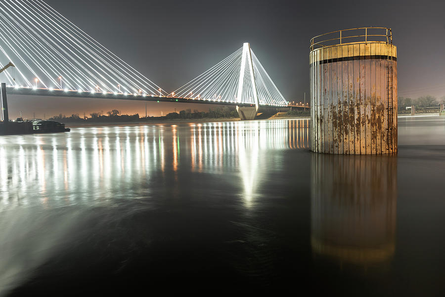 Stan Musial Veterans Memorial Bridge at Night - St. Louis Missouri Photograph by Gregory Ballos