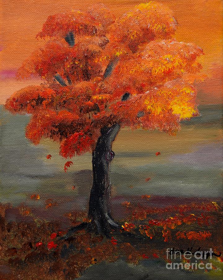 Stand Alone in Color - Autumn - Tree Painting by Jan Dappen