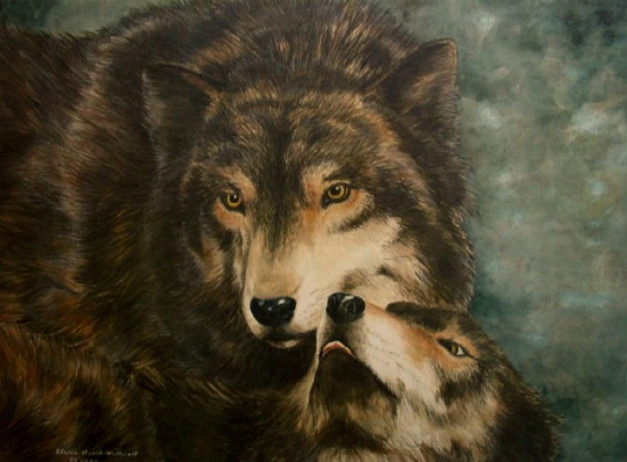 Wolves Painting - Stand By Me - Wolves by Elaine Booth-Kallweit