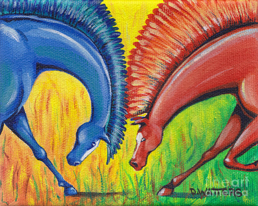 Horse Painting - Stand-off by Darlene Watters