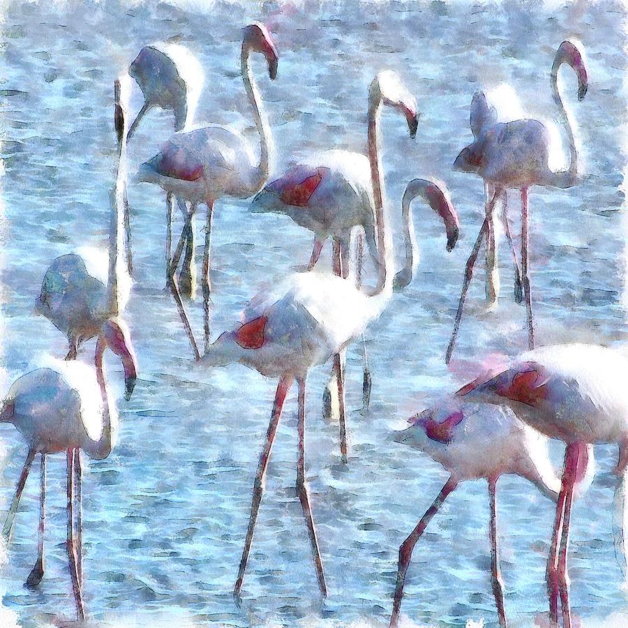 Stand Out In the Crowd Flamingo Watercolor Painting by Taiche Acrylic Art