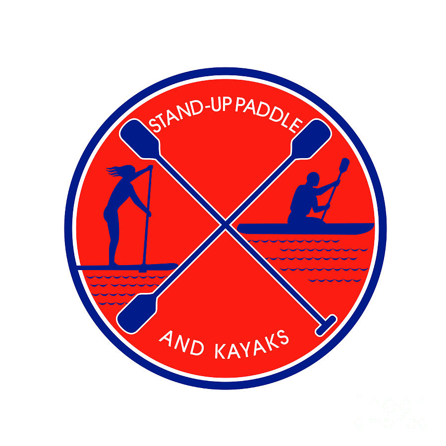 Sports Digital Art - Stand-up Paddle and Kayak Circle Retro by Aloysius Patrimonio