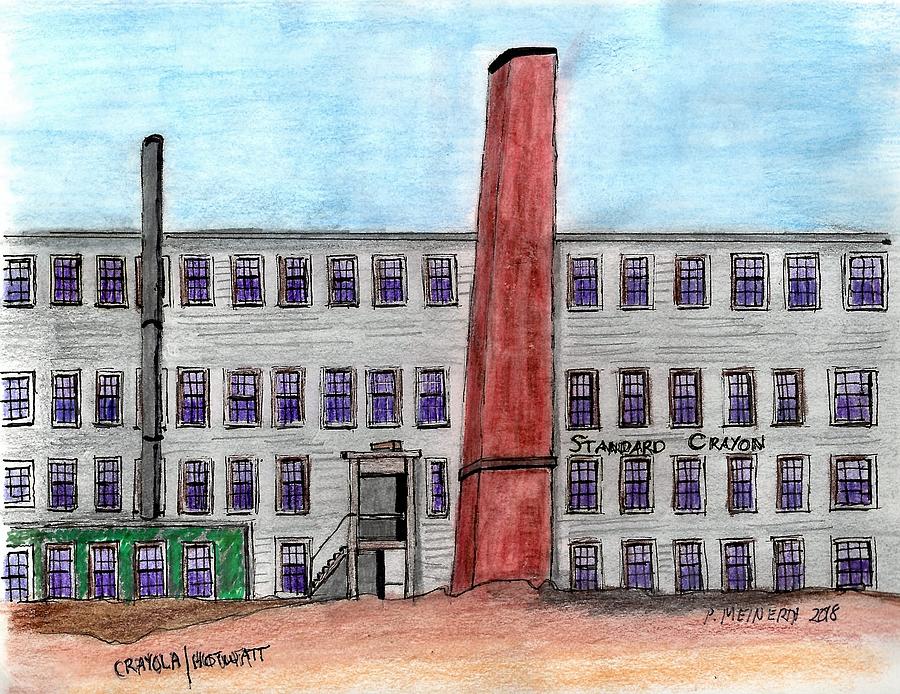 Old Factories Drawing - Standard Crayon by Paul Meinerth