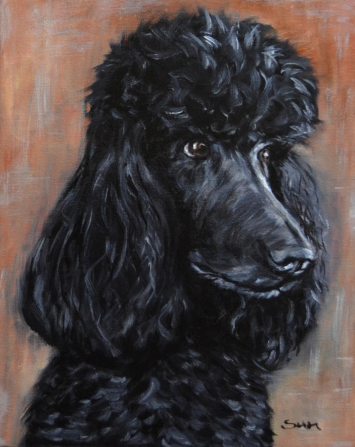 Standard Poodle Dog Painting by Sun Sohovich