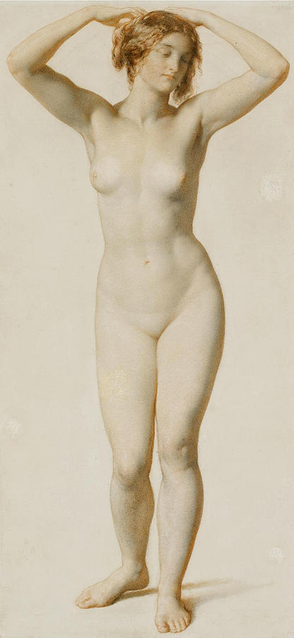 Standing Female Nude Drawing by William Mulready