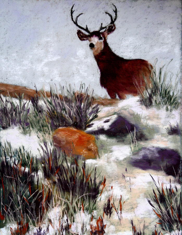 Deer Painting - Standing Guard by Nancy Jolley