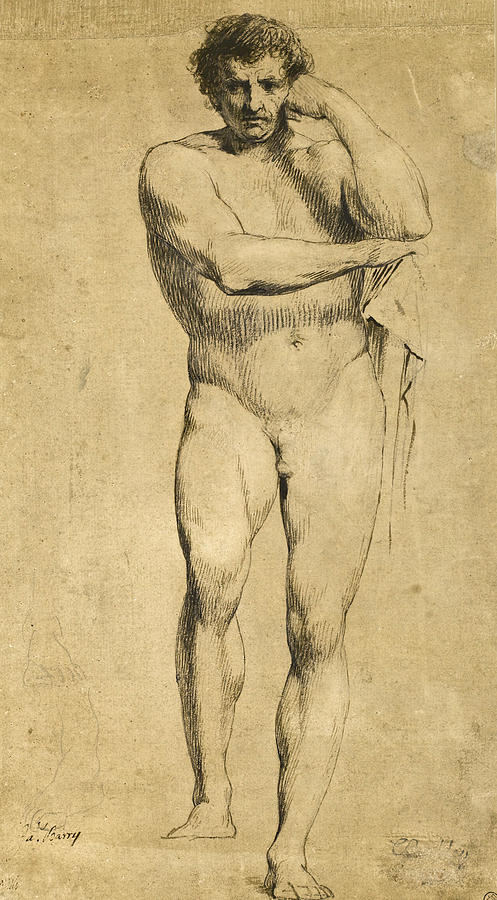 Standing Male in the Pose of Hercules Drawing by James Barry