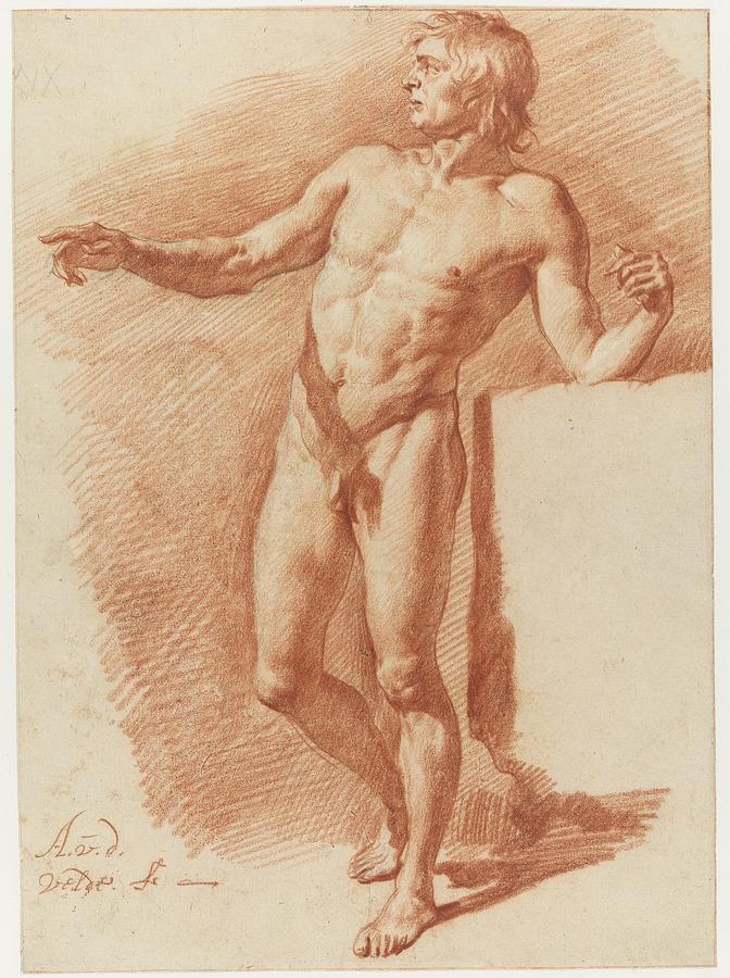 Standing Male Nude Adriaen van de Velde 1646  1672 Drawing by Vintage Collectables