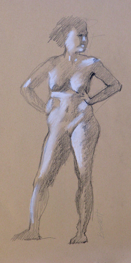 Standing Nude 1 Drawing by Robert Bissett