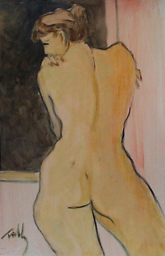 Standing Nude, Face in Profile Painting by Thomas Tribby