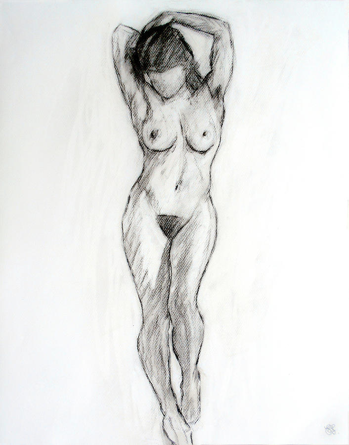 Nude Drawing - Standing nude by Philip Smeeton