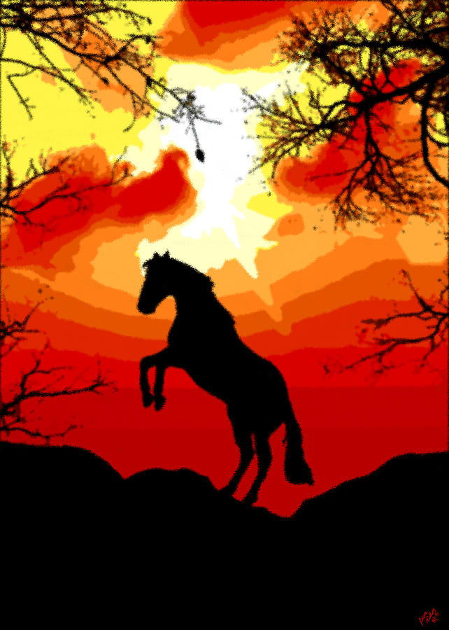 Standing Stallion at Sunset Painting by Bruce Nutting