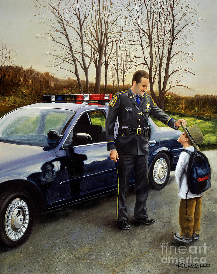 Police Officer Painting - Standing Tall by Paul Walsh