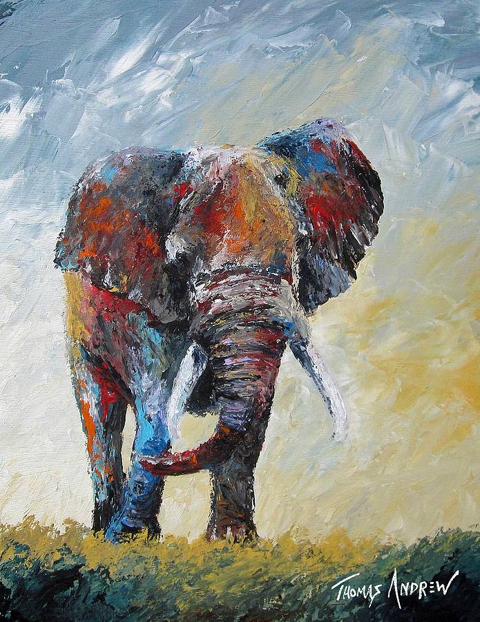Elephant Painting - Standing Tall by Thomas Andrew