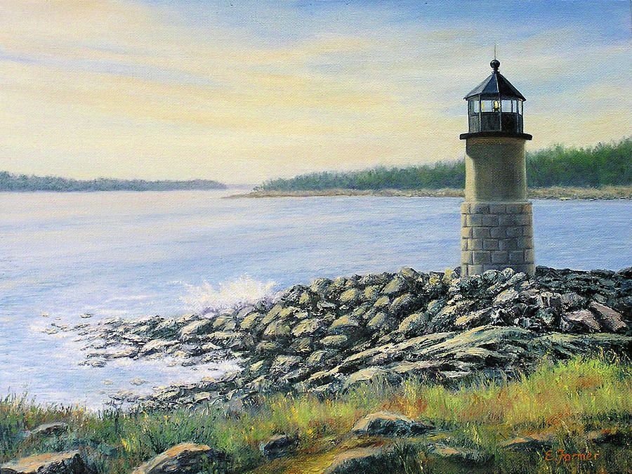 Standing Watch, Port Clyde Lighthouse, ME Painting by Elaine Farmer