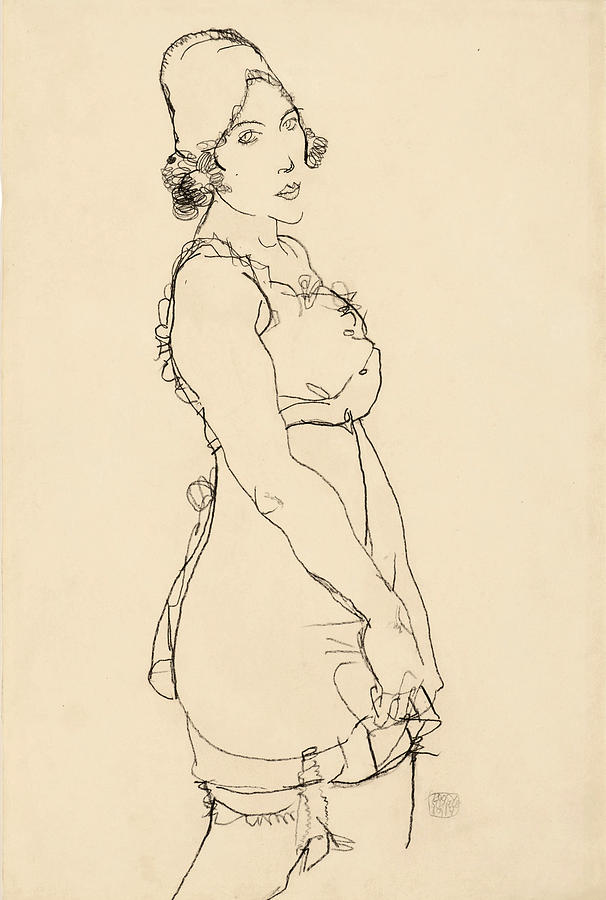 Standing Woman Drawing by Egon Schiele
