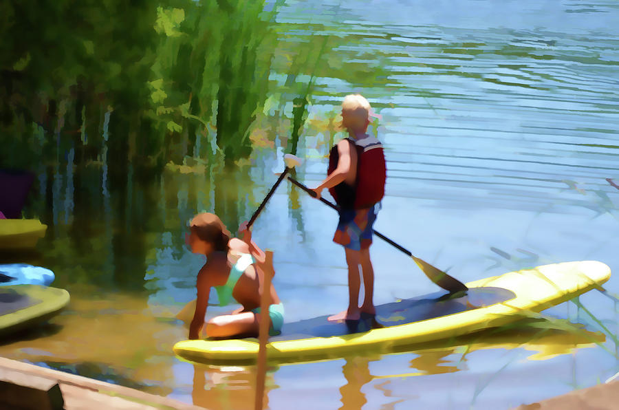 Standup Paddleboarding 5 Painting by Jeelan Clark