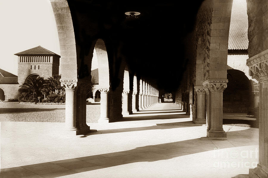 Stanford University Photograph - Stanford University corridor December 1903 by Monterey County Historical Society