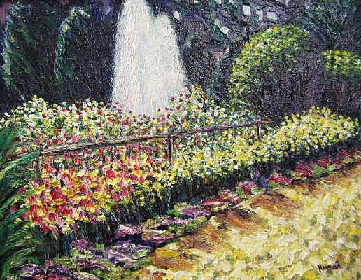 Flower Painting - Stanley Park Water Fountain by Richard Nowak