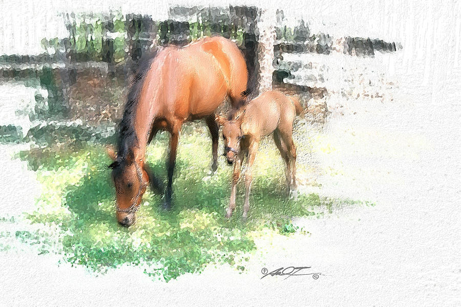Star and Her Colt Painting by Dale Turner