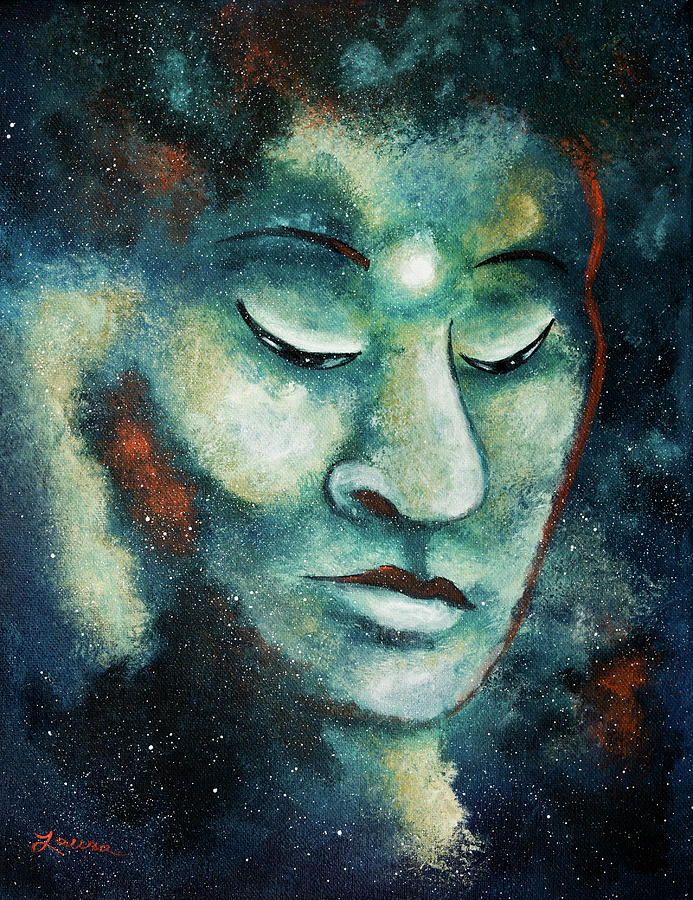 Star Buddha of Teal Tranquility Painting by Laura Iverson