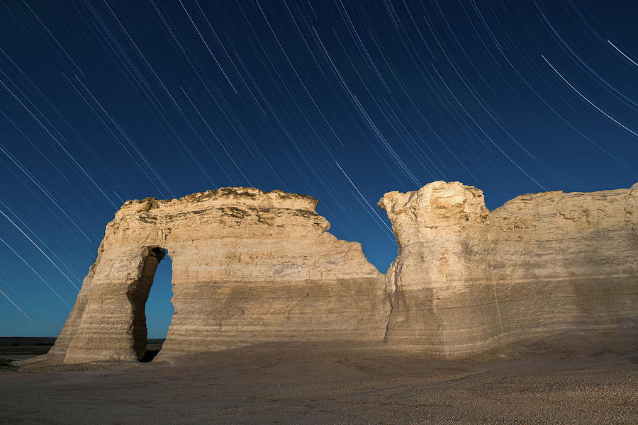 Star Circles Over Monument Rocks Photograph by Hal Mitzenmacher