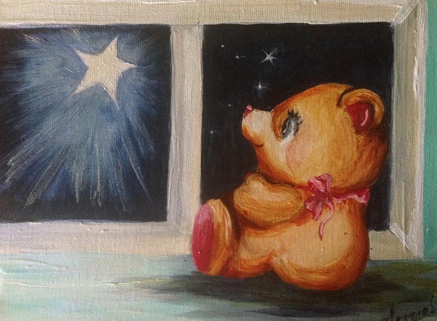 Star Light Bear Painting by Karen  Ferrand Carroll