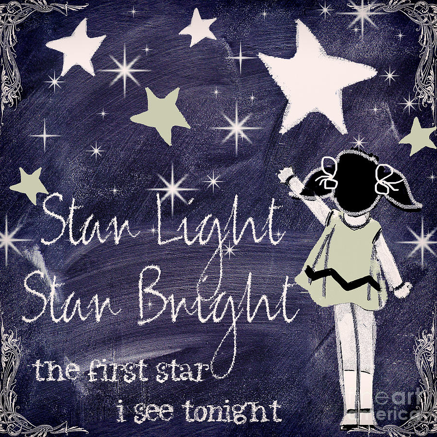 Star Light Star Bright Painting - Star Light Star Bright Chalk Board Nursery Rhyme by Mindy Sommers