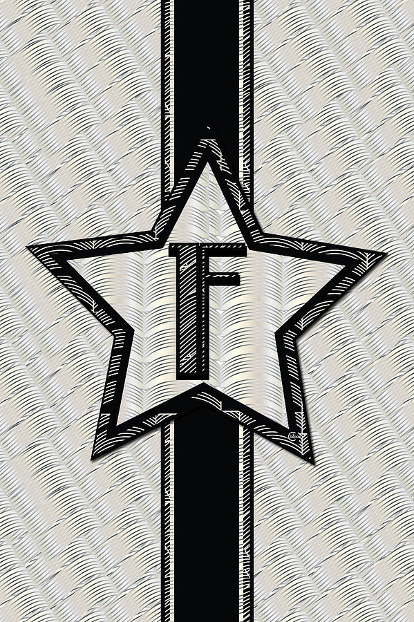 STAR of the SHOW art deco style letter F	 Digital Art by Cecely Bloom