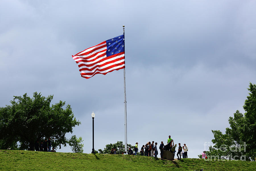 Star Spangled Banner Flag Flying Over Federal Hill Baltimore Photograph by James Brunker