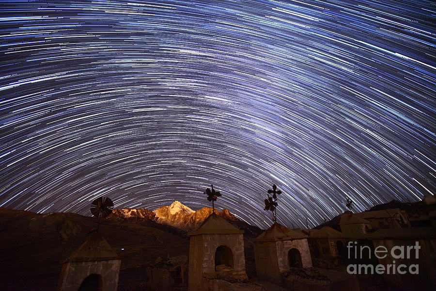 Star Trails Above Milluni Cemetery Bolivia Photograph by James Brunker
