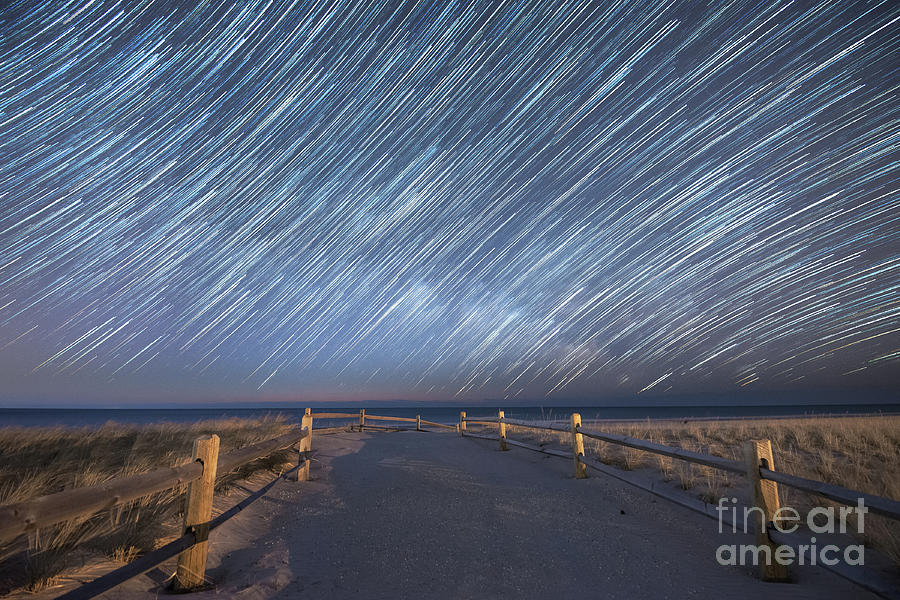 Star Trails at Strathmere Beach Photograph by Michael Ver Sprill