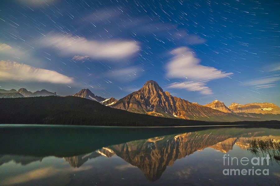 Banff National Park Photograph - Star Trails Behind Mount Chephren by Alan Dyer