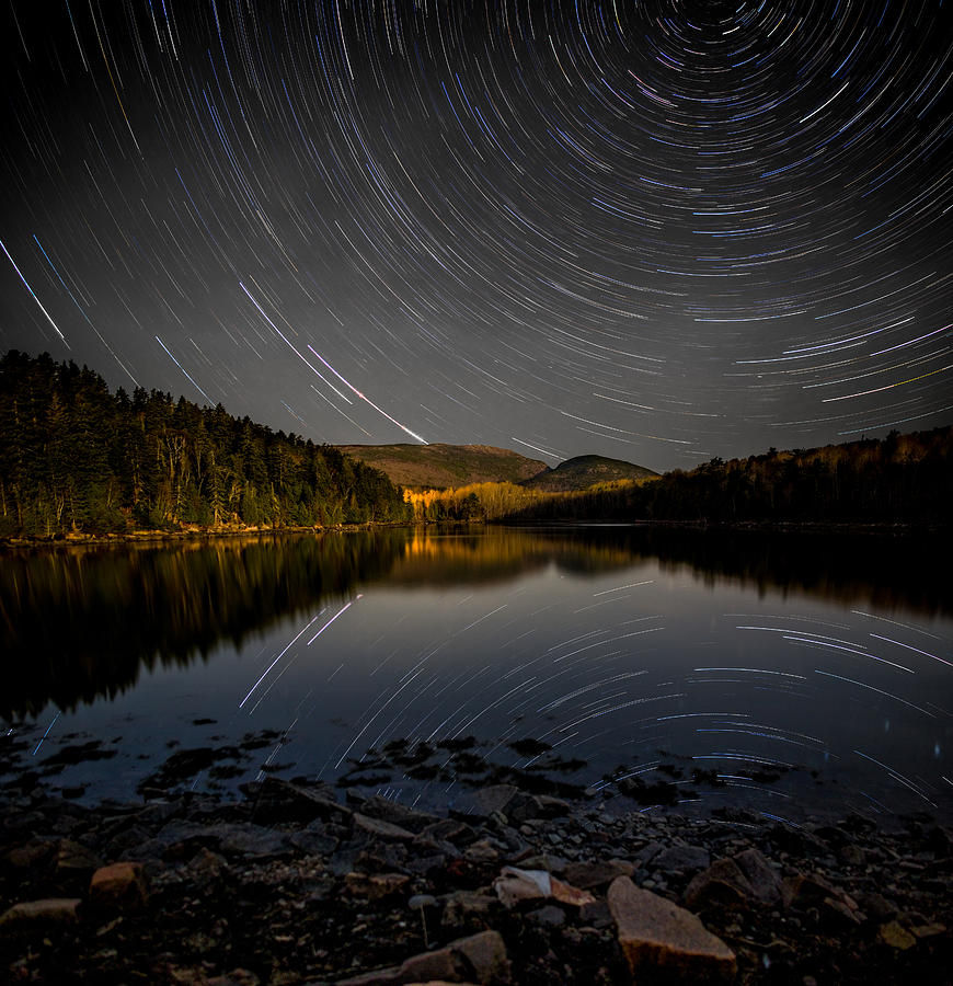 Acadia National Park Photograph - Star Trails Over Cadillac and Dorr by Brent L Ander