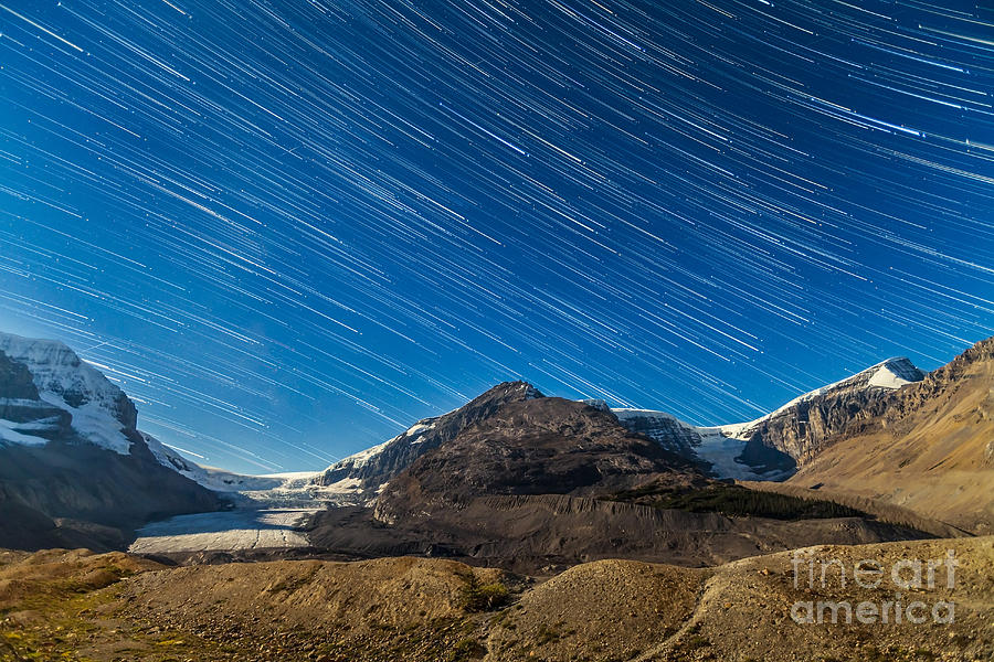 Jasper National Park Photograph - Star Trails Over Columbia Icefields by Alan Dyer