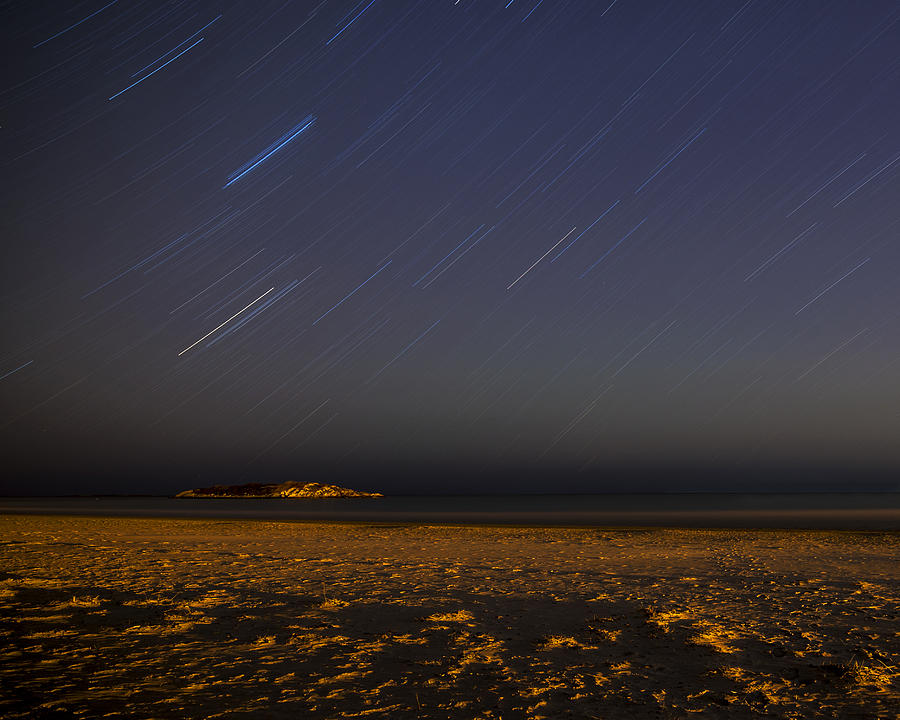 Star Trails over Good Harbor Beach Gloucester, MA Photograph by Toby McGuire
