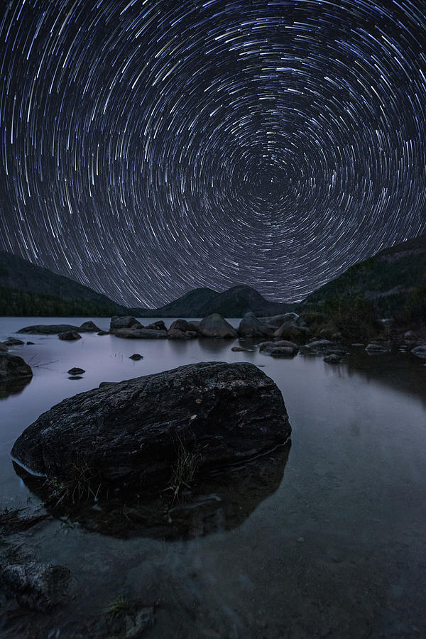 Acadia National Park Photograph - Star Trails over Jordan Pond by Jesse MacDonald