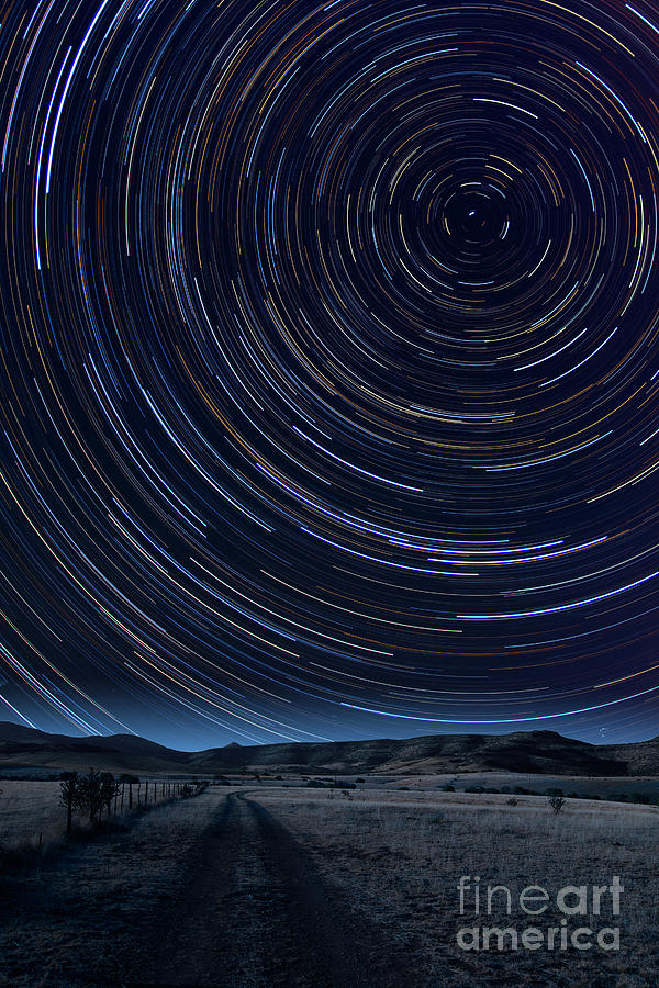 Star Trails Over Lonely Road Photograph by Larry Landolfi