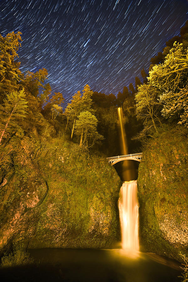 Star Trails Over Multnomah Falls Photograph by Surjanto Suradji - Fine ...