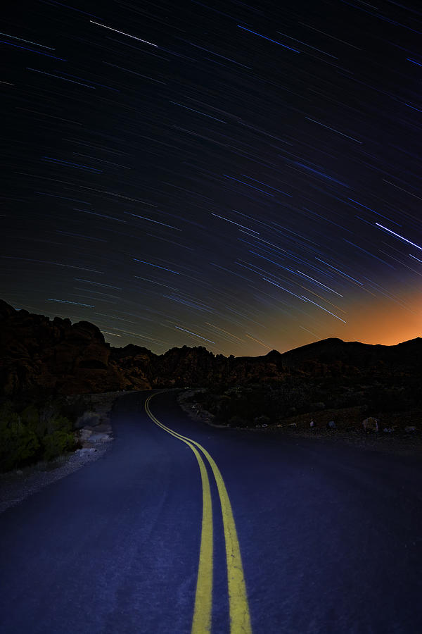 Desert Photograph - Star Trails over Valley of Fire by Rick Berk