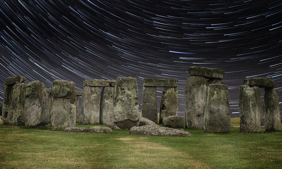 Prehistoric Photograph - Star Trails Stonehenge by Martin Newman