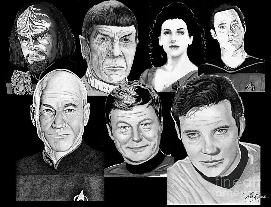 Star Trek Crew Drawing by Bill Richards