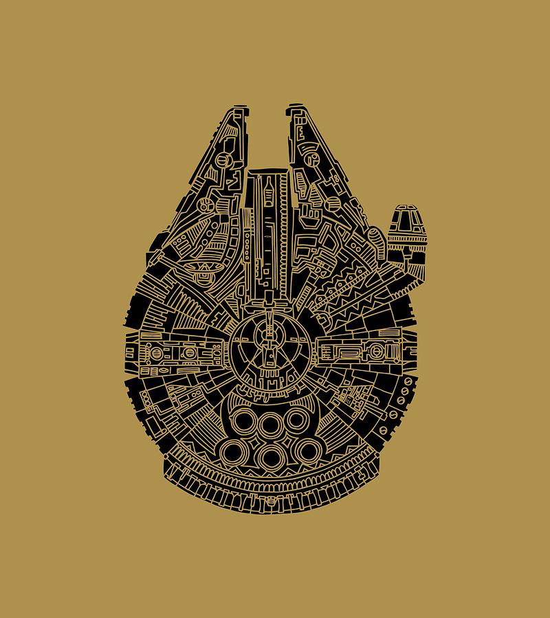 Star Wars Art - Millennium Falcon - Black Mixed Media by Studio Grafiikka