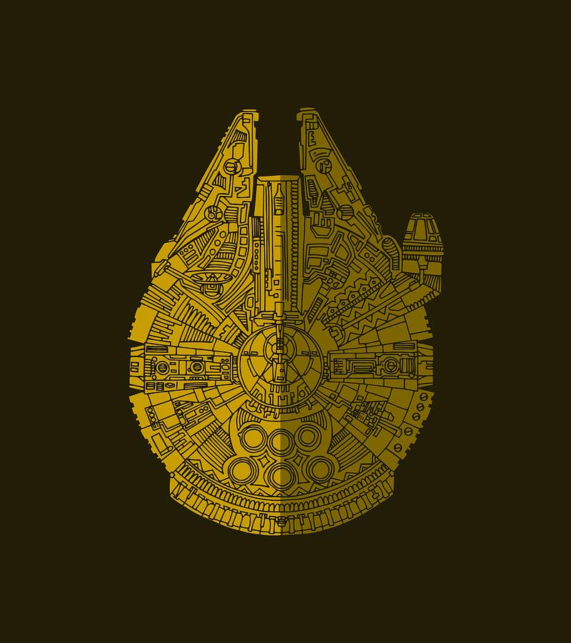 Star Wars Art - Millennium Falcon - Brown Mixed Media by Studio Grafiikka
