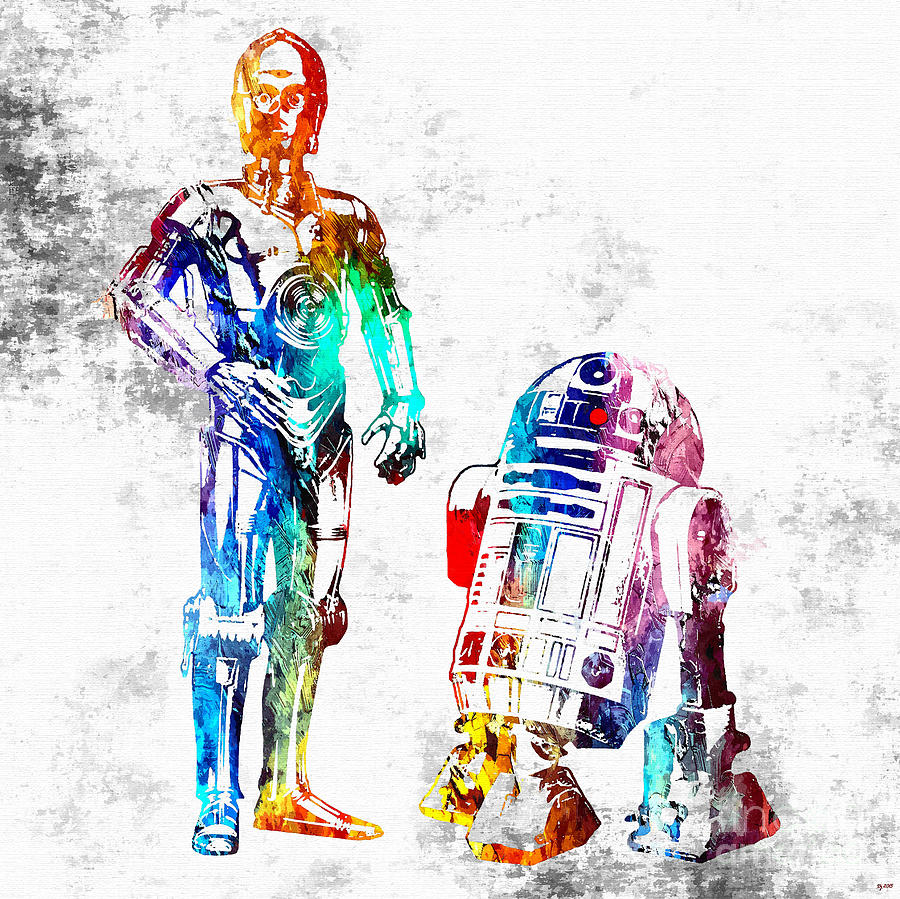 Star Wars Droids Colored Grunge Mixed Media